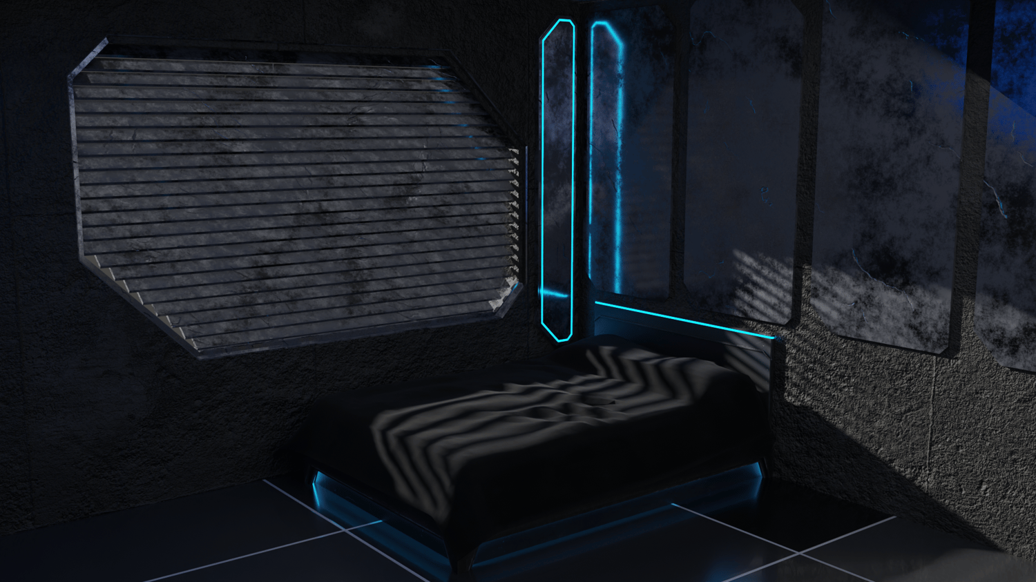 Low-Poly Cyberpunk Bed || VRChat World Asset