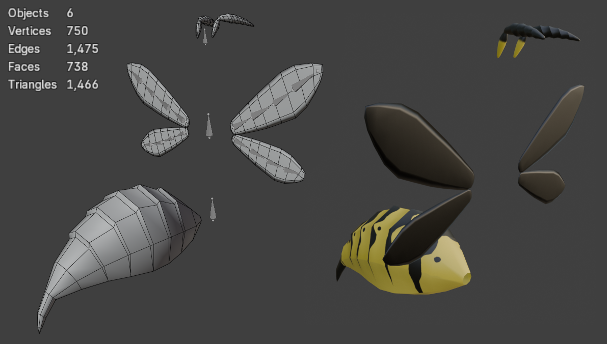 Wasp Set - Abdomen, Wings, Antennae