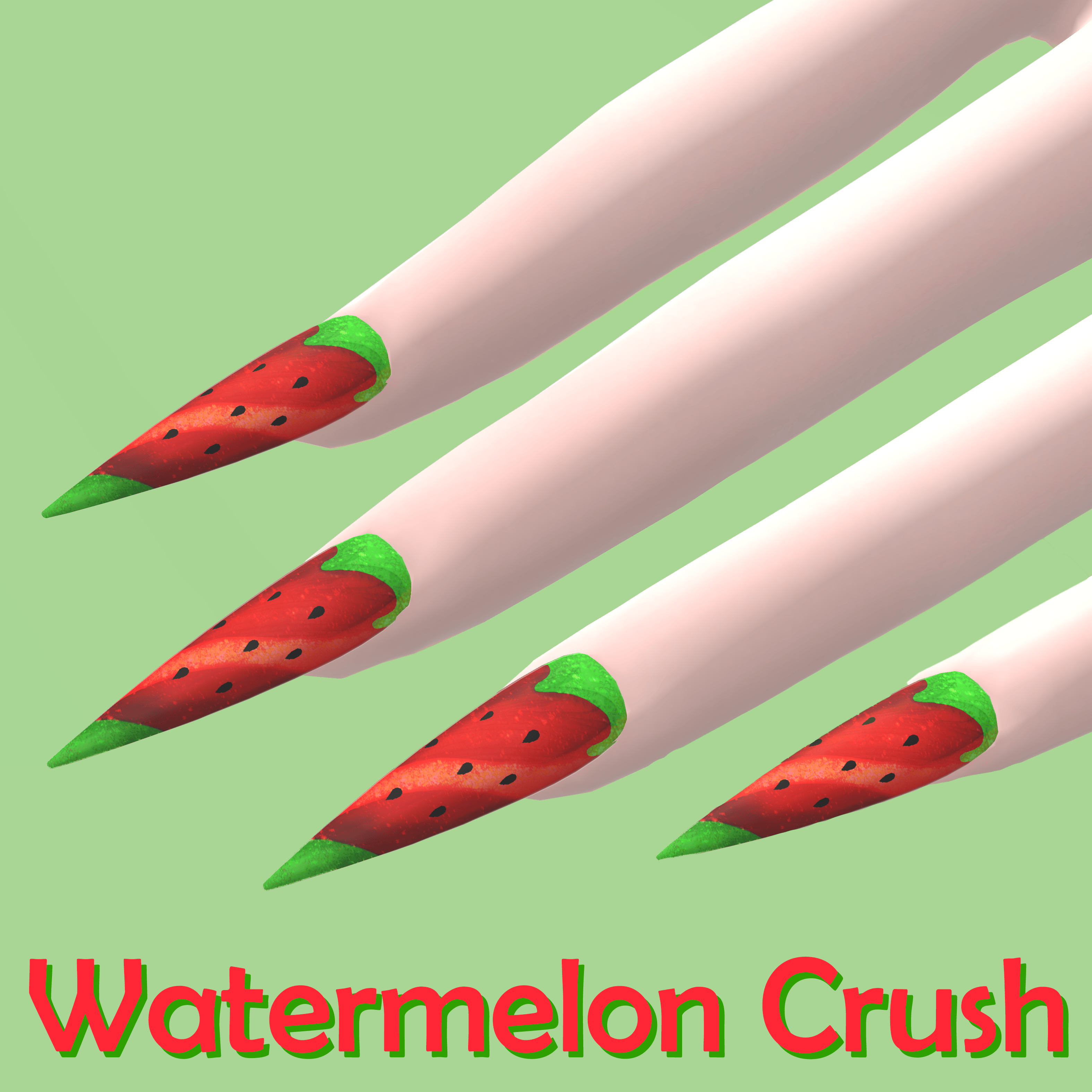 ♡ Watermelon Crush Nails ♡ - FREE Nail Texture for VRChat Avatars