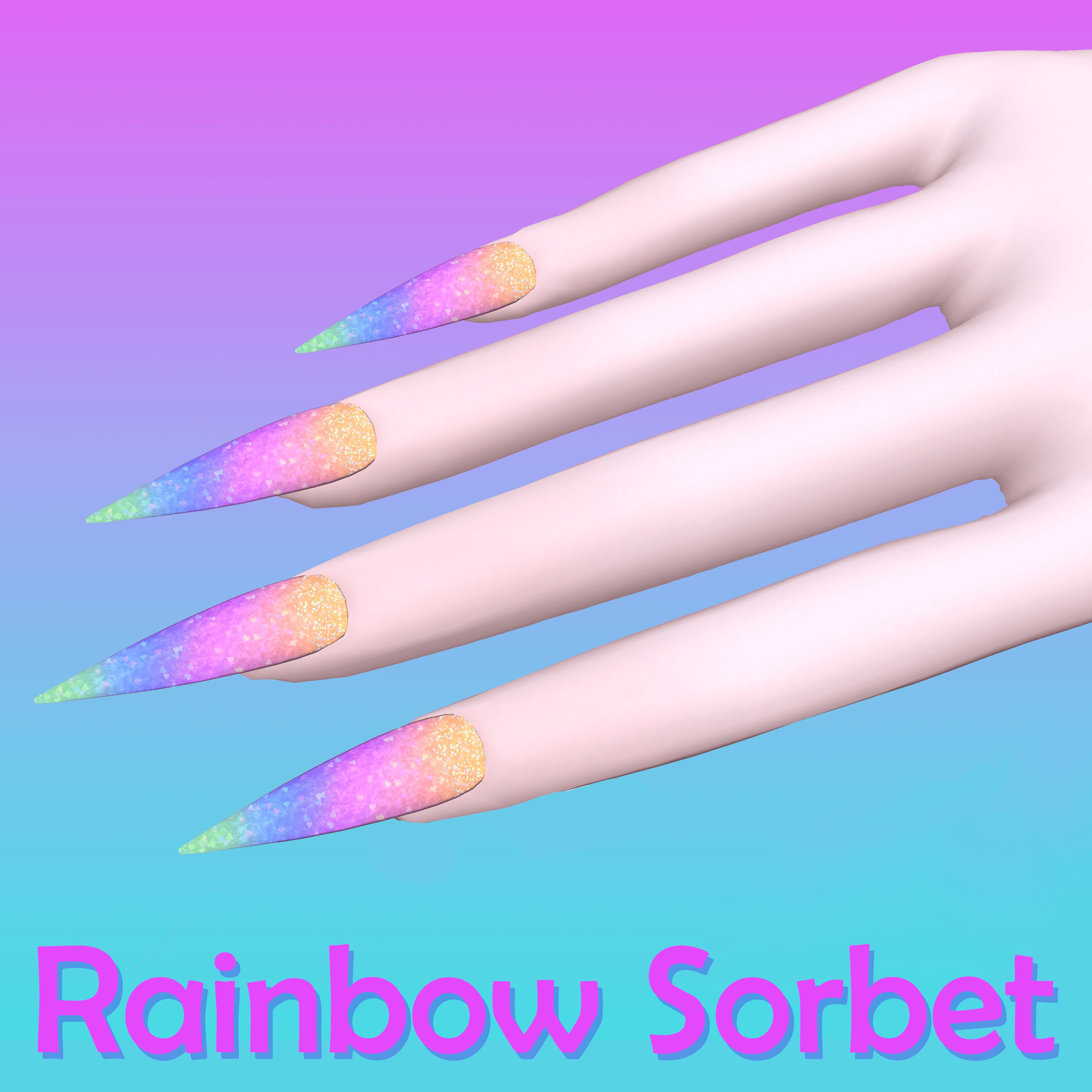 ♡ Rainbow Sorbet Nails ♡ - FREE Nail Texture for VRChat Avatars