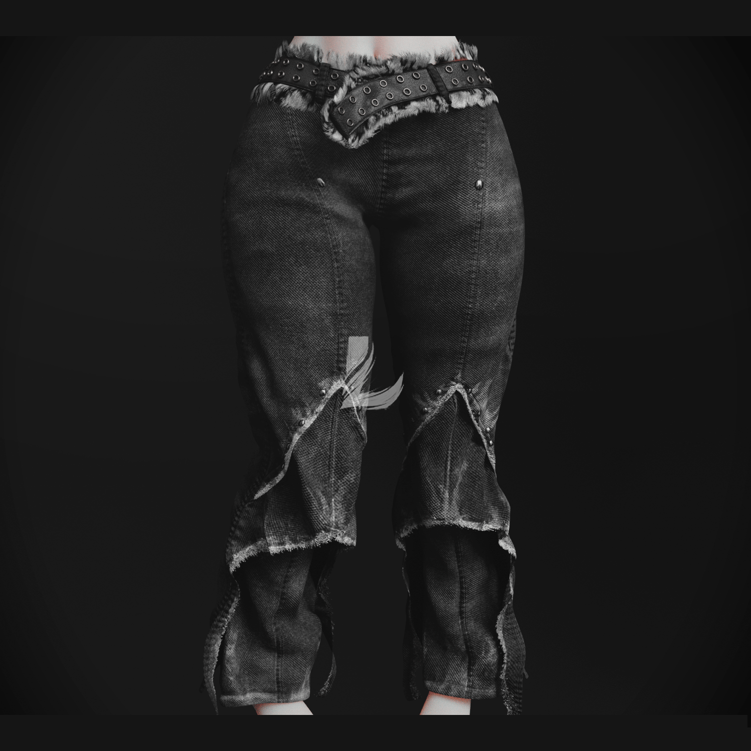 GRUNGE JEANS + FUR BELT 