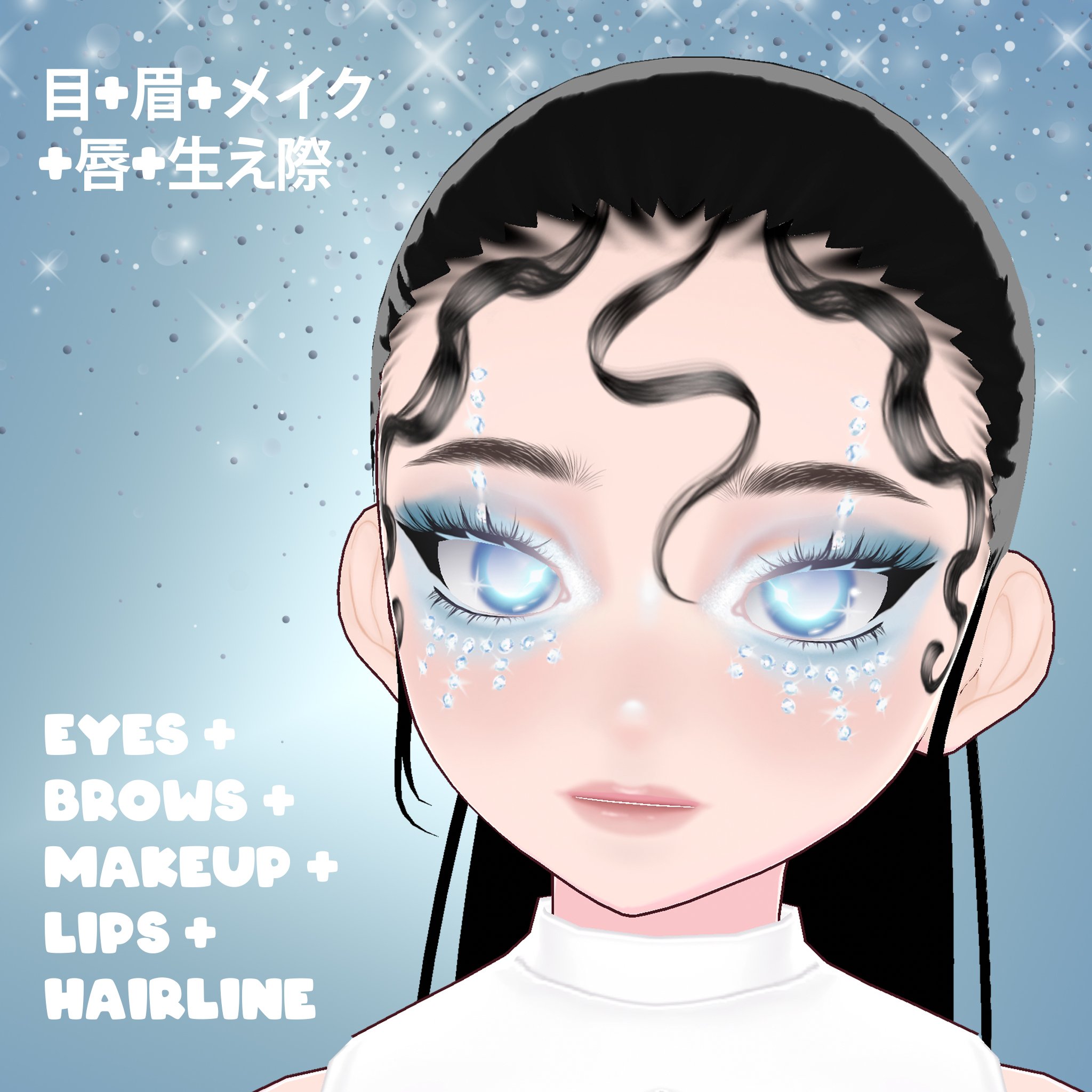 Blue Gemstone Makeup for VRoid with 4 Skintones