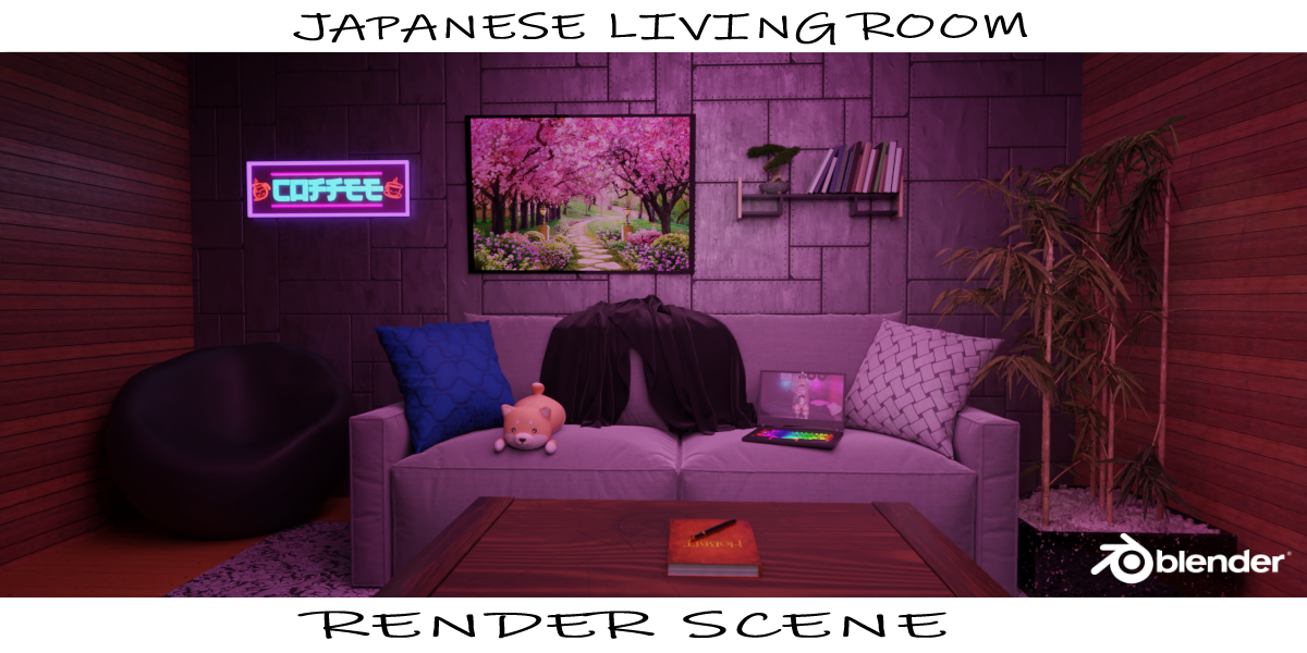 Japanese Living Room Render Scene