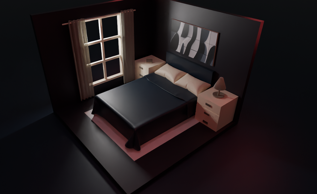 🏡 3D Bedroom Scene – Ready for Your Projects! 🛏️