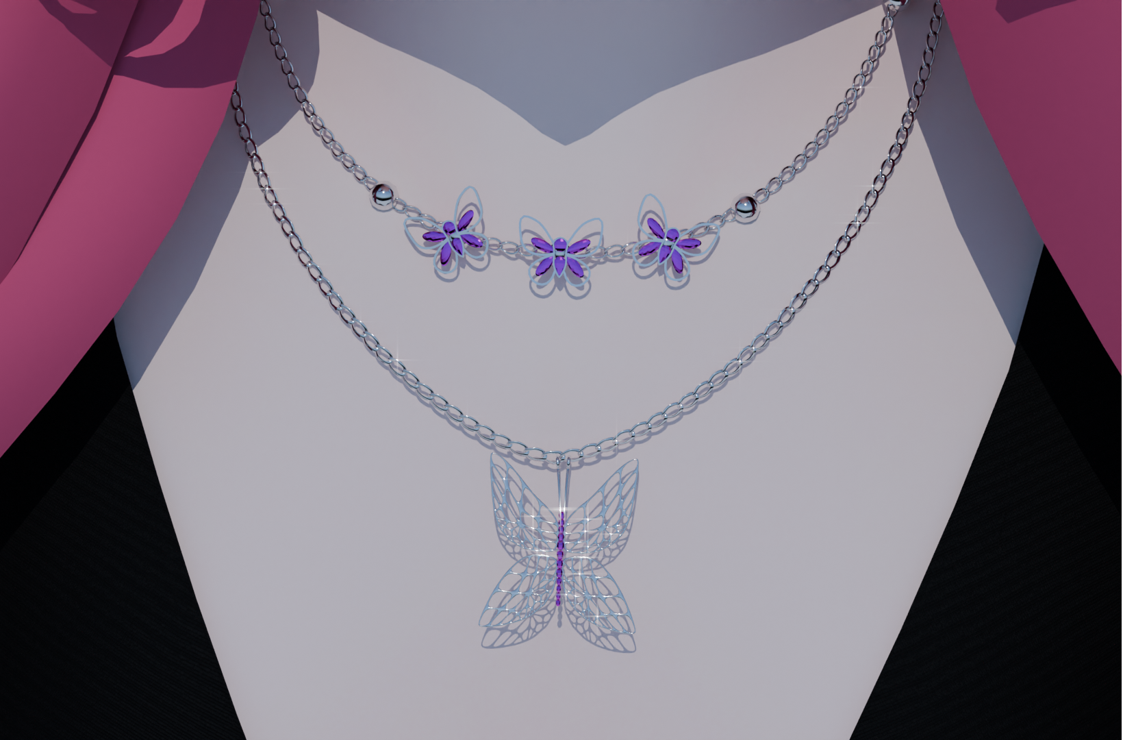 Kitsu Flutter Elegance Set rings, hair pin, necklaces