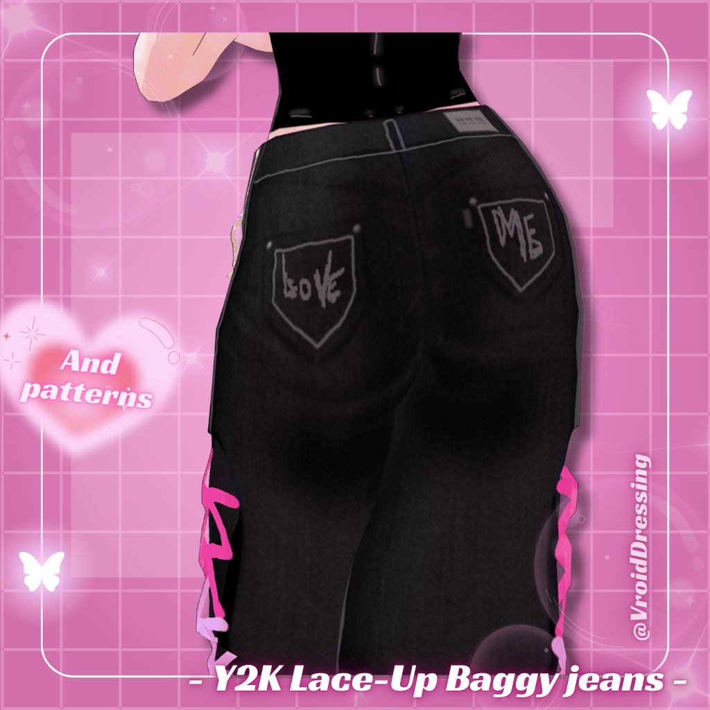 3d Vroid Y2K Lace Up Baggy jeans