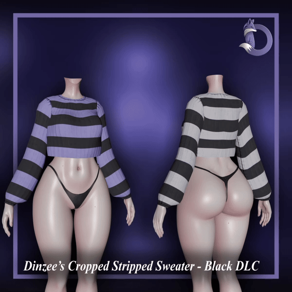 Dinzee's Cropped Stripped Sweater - Black Texture DLC  (FREE IN DISCORD SERVER) 