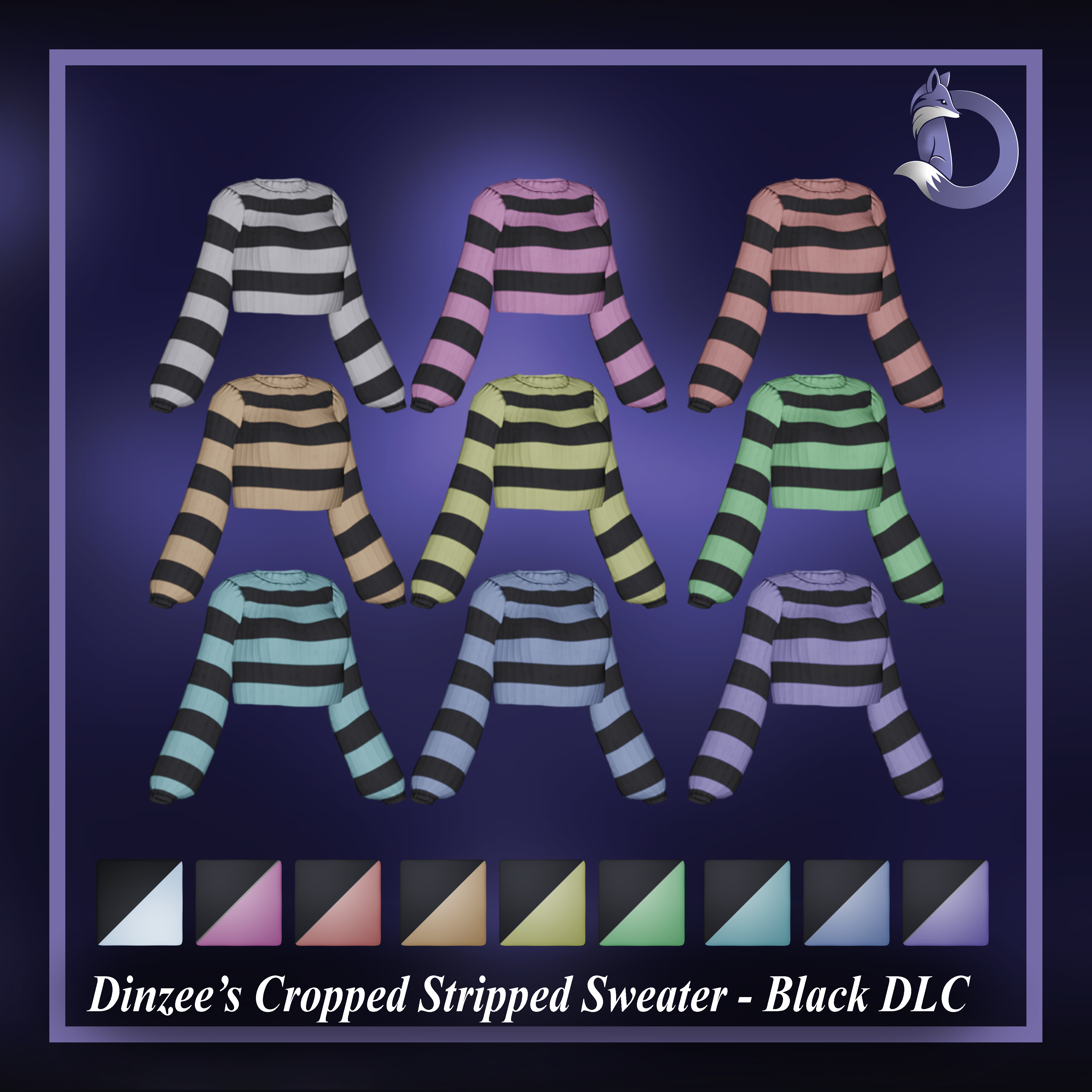 Dinzee's Cropped Stripped Sweater - Black Texture DLC (FREE IN DISCORD SERVER)