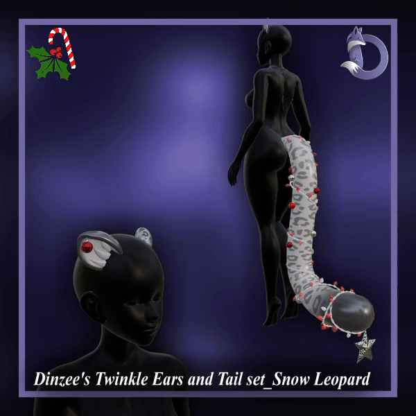 Dinzee's Twinkle Ears and Tail set - Snow Leopard- Christmas 2025 