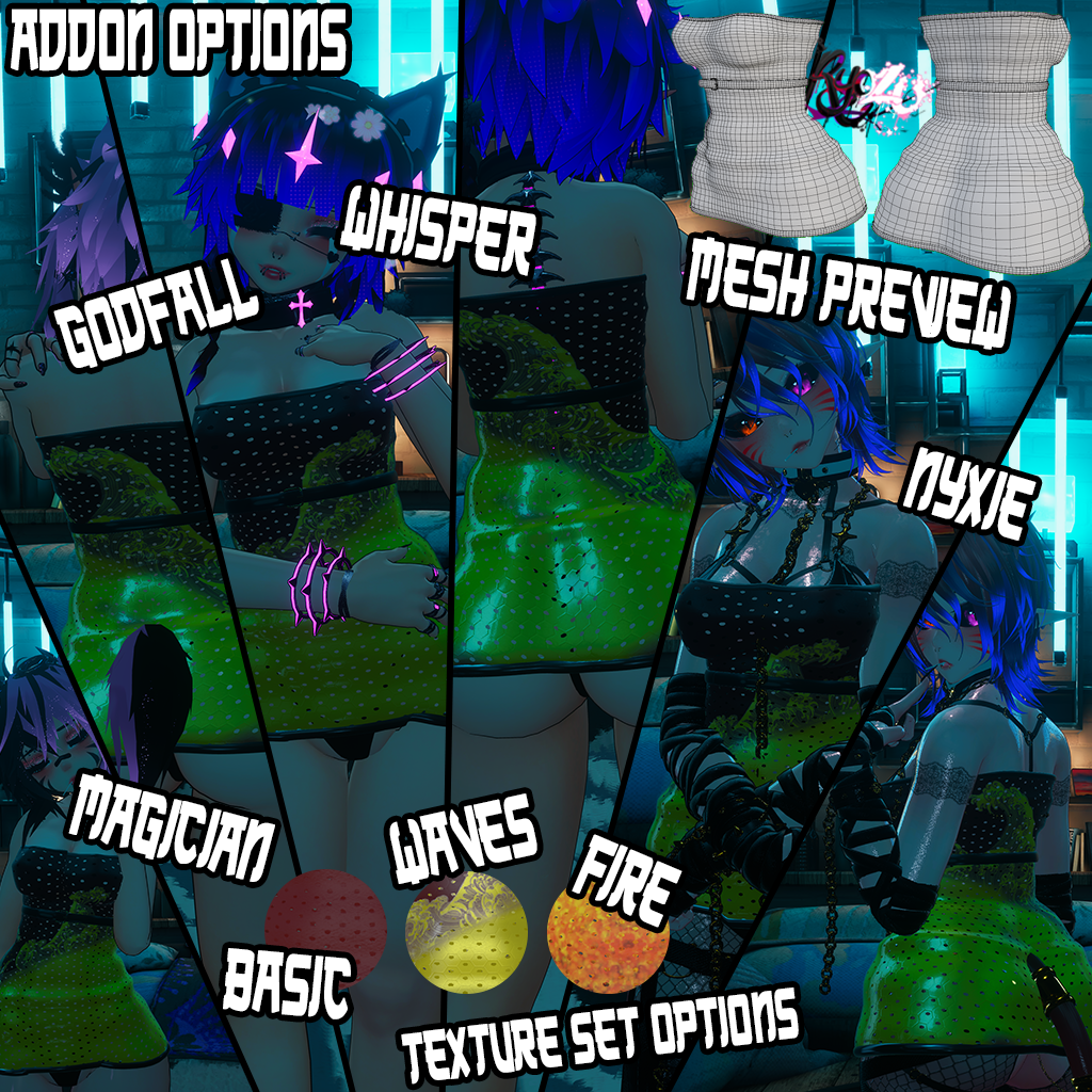 Tube Dress | Zinfit Egirl, Pandabase V2 | Addons Fiya, Nyxie, Godfall Magician, and Whisper