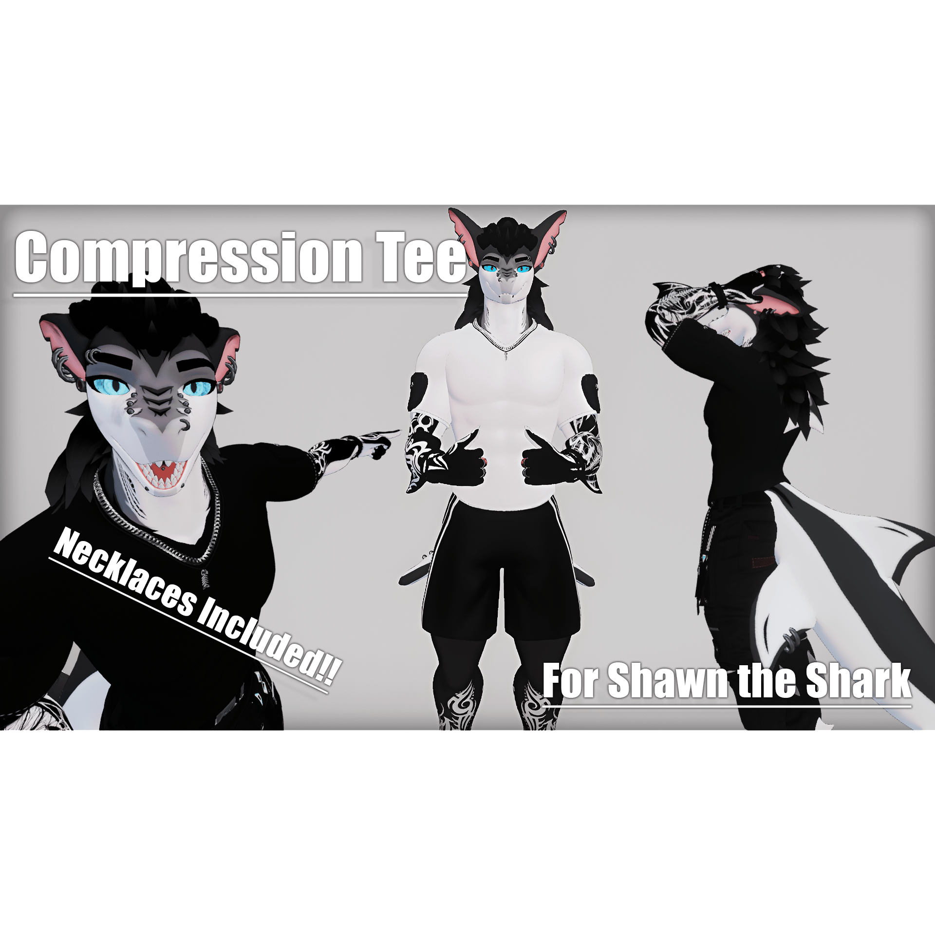 Compression Tee and Necklaces for Shawn the Shark!