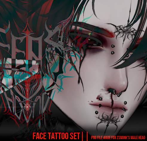 || BLOOD IN THE WATER (face). Tattoo's for 23Mink's Male Head
