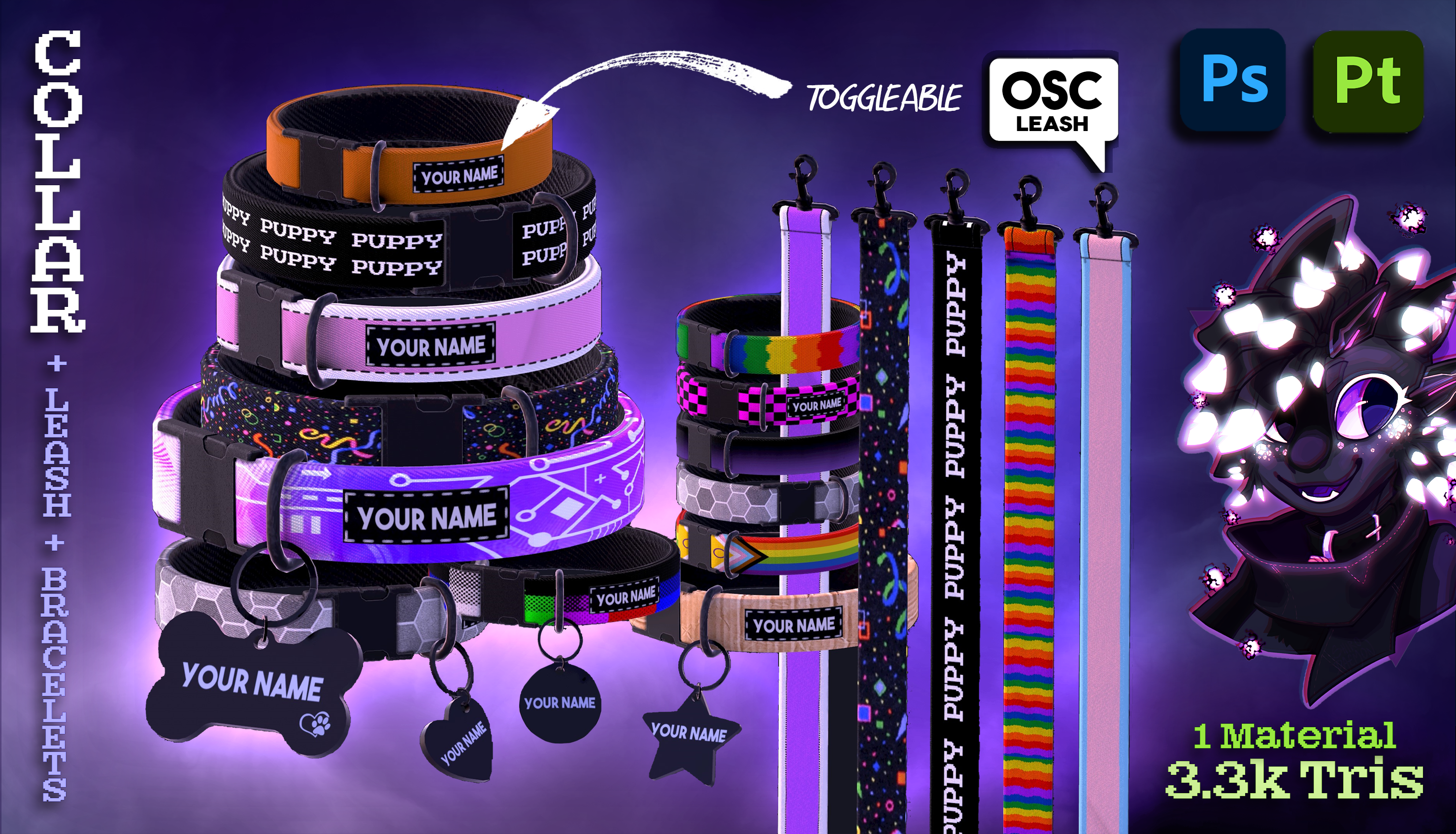 CHIRP Collar Megapack (+ OSC Leash & Bracelets + Pride Pack)