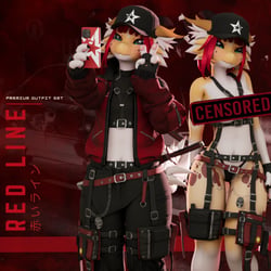 Red Line - Premium Unisex Outfit Collection + Hair [ Kobo Edition ]