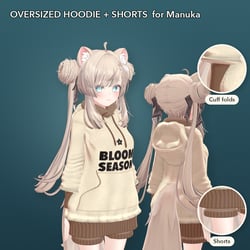 Oversized Hoodie + Shorts + Socks for Manuka - BLOOM SEASON Print Outfit [VRChat, Modular Avatar]