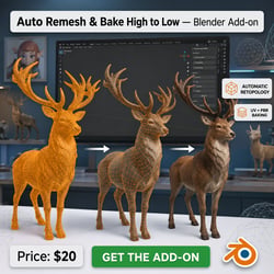 Auto Remesh & Bake High to Low — Blender Add-on
