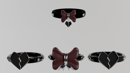 Bow/Ribbon and Heart set