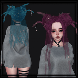 Alt Dreads with Piercings & Moon Charms | VRChat Hair Asset