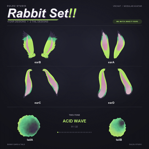 Ds Rabbit Set — Bunny Ears & Tails for VRChat | Modular Avatar