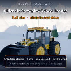 Rideable Snowplow Wheel Loader | VRChat Drivable Vehicle Gimmick - Full Size [Modular Avatar]