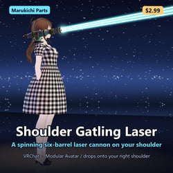 Shoulder Gatling Laser - Spinning 6-Barrel Beam Cannon [Modular Avatar / ABS]
