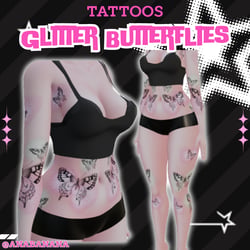 (J:)✨ Glitter Butterflies Tatts | Vrbase Egirl