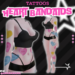 (J:)🩹 Heart Bandaids Tatts | Vrbase Egirl