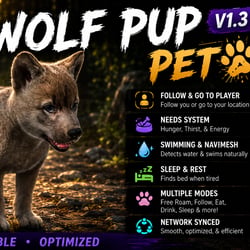 VRChat Gray Wolf Pup Pet World Asset