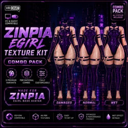 VRChat Zinpia Egirl Base Bodysuit Outfit 3 Combo Pack