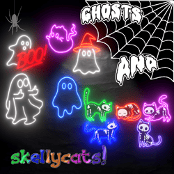 Ghosts & Skelly cats ⌞ Neon Signs ⌝