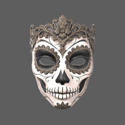 Marigold Calavera VR – Sugar Skull Mask with Gold Crown (PC + Quest)