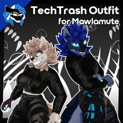 TechTrash Outfit for Mawlamute - VRChat Goth Boots and Leather Jacket Clothing - ItsGuusy