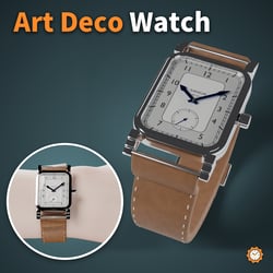 Art Deco Wristwatch - Small Seconds, Hands Show the Real Time | VRChat