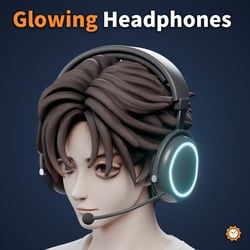 Glowing Gaming Headphones - AudioLink Rings, Boom Mic | VRChat