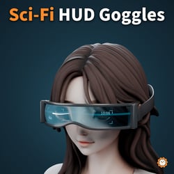 Sci-Fi Goggles with HUD - Current Time on the Lens, No OSC | VRChat