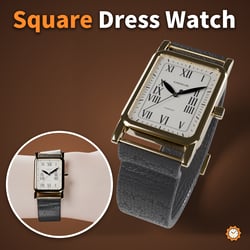 Square Dress Watch - Roman Numerals, Hands Show the Real Time | VRChat