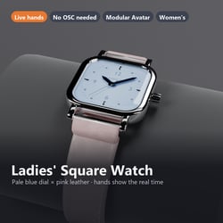 Ladies' Square Watch, Pale Blue Dial - Hands Show the Real Time | VRChat