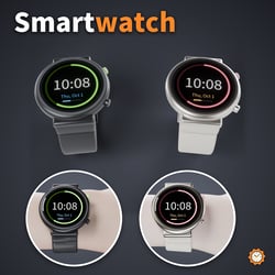 Smartwatch with 4 Switchable Faces - Time, Analog, Date, Heart Rate | VRChat
