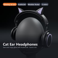 Cat Ear Headphones - Ears and Rings Glow with AudioLink, Mic | VRChat