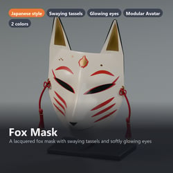 Fox Mask - Lacquered Kitsune Mask, Swaying Tassels, Glowing Eyes | VRChat