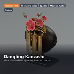 Dangling Kanzashi - Plum Hairpin with Rippling, Sparkling Strips | VRChat