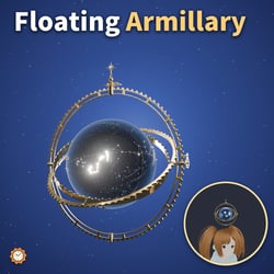 Floating Armillary Sphere - Brass Gear Rings & 12 Zodiac Constellations (Halo) | VRChat