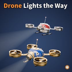 Hover Drone - Brass Propellers Spin, Searchlight, Flies Around You | VRChat