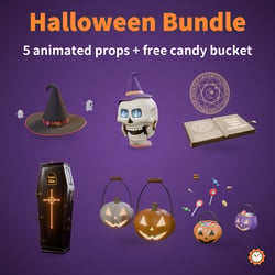 Halloween Bundle - 5 Animated Props + Free Candy Bucket | VRChat