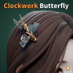 Clockwork Butterfly Hairpin - Wings Flap, Gears Turn, Flies Around | VRChat