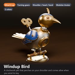 Windup Bird - Clockwork Pet on Your Shoulder, Moves When You Wind It | VRChat