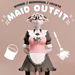 ✨ Maid Outfit V.2 ✨ (Fitted to Hyenid, Rexouium, Feyote) (VRChat Avatar Accessory)