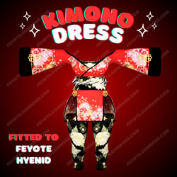🎎 Kimono Style Dress Outfit (Fitted to Hyenid & Feyote) (VRChat Avatar Accessory)