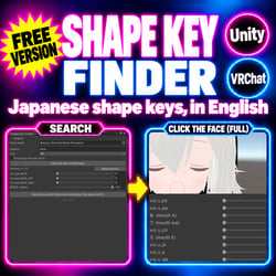 Shape Key Finder — Search Japanese shape keys in English, click the face to find keys [VRChat / Unity] (Free version available)