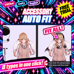 Accessory Auto Fit — Fit glasses, hats, earrings, chokers, tails, wings, horns and bracelets in one go [VRChat / Unity] (Free trial available)